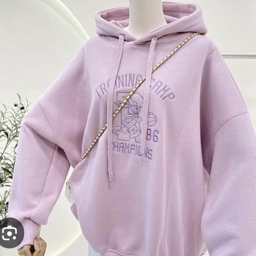 Looney Tunes Bugs Bunny Training Camp 86 Lavender Oversized Hoodie XL Purple